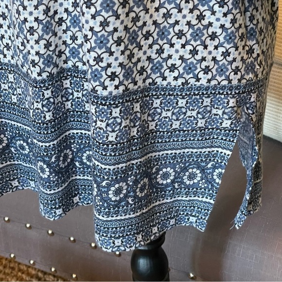 J Jill Love Linen Tunic Top Blue White Floral 3/4 Sleeve 100% Linen Sz M - Picture 8 of 8